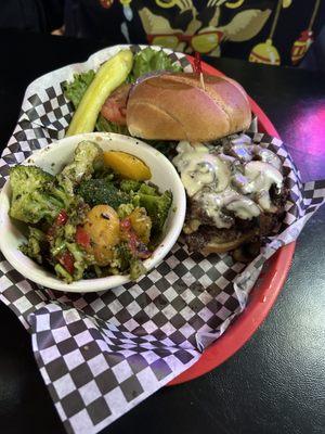 Mushroom Burger and Veggies