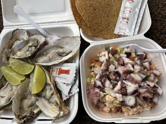 Oysters, Shrimp & Octopus ceviche.