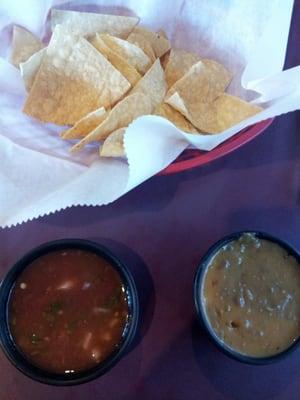 Chips, salsa, and amazing bean dip. Then the epic chirizo con huevos burrito.