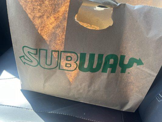 Subway provided bag for sandwiches