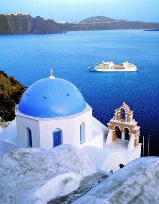 Regent Seven Seas Cruise in the port of Santorini