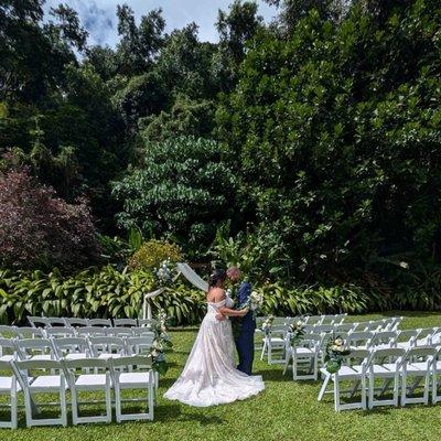 Our ceremony location in front of the gazebo (one of many areas to choose from at Haiku)