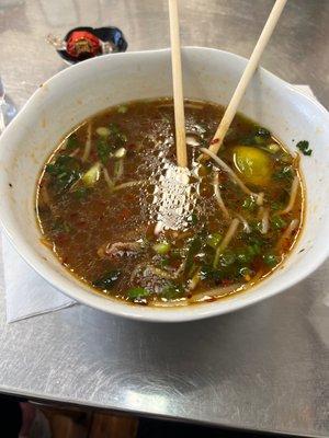 Rare beef pho  very tasty broth a little greasy but taste was there!