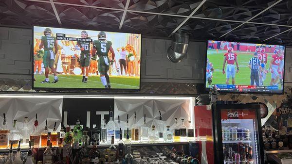 Watching college football at the bar