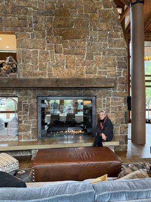 Lobby entrance fireplace