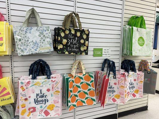 Fun shopping bags in a variety of sizes.