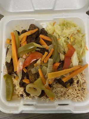 Whiting,  Jamaican Cabbage with Rice and Peas