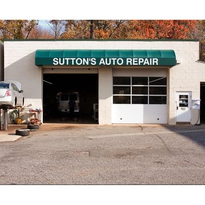 The shop front of Sutton's Auto Repair, Edgewater MD