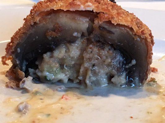 Yummmmmy seafood stuffed mushrooms.