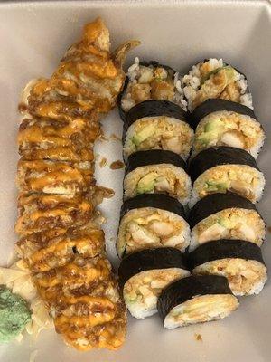 Left: Lee roll ($10.10) Right: Crunchy chicken roll ($8.10)