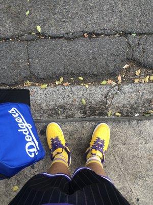 Rocking them NIKE AIR FORCE 1 LAKERS edition on this chilly Thursday *1/11/24