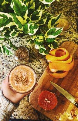 Flaxseed grapefruit smoothie for immunity boost