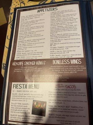 Sorry for the glare. Menu as of March 2022