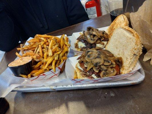 2 TFS burgers, 1 Large fry, and the "house sauce"