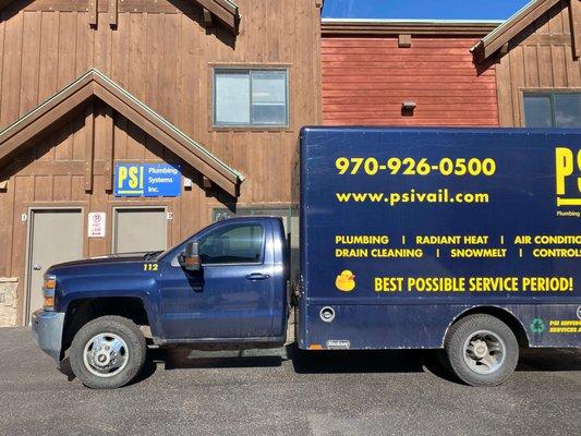 PSI truck in front of door - Silverthorne, CO