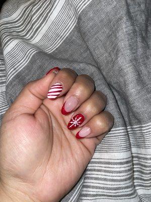 Snowflake & candy cane nails