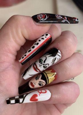 Hand painted Disney nails by Sarah H. (Left hand)