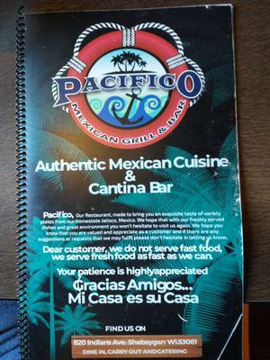 Menu cover