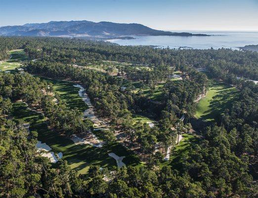 Aerial shot of the back nine at Poppy Hills