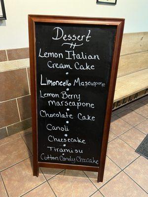 Dessert Menu board