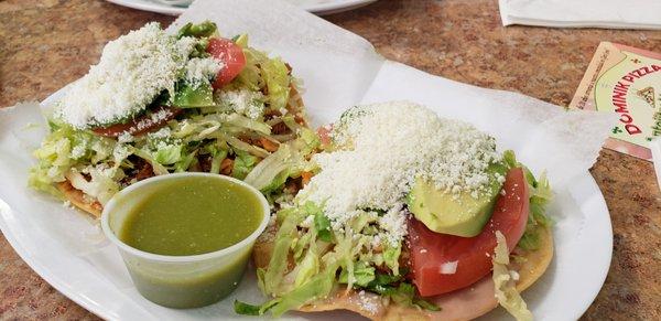 2 Tostadas - Marinated Beef   and Chicken Tinga  - $3 bucks each.