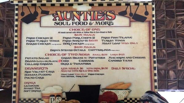 Aunties Soul Food and More Menu