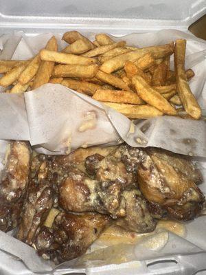 Garlic Parmesan Wings and Fries