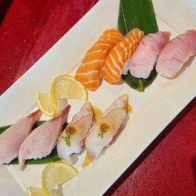 Amberjack, Sea Bream, Salmon and Halibut Sushi