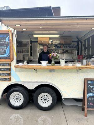 The Upstream Ice Cream cart with one of the amazing employees!