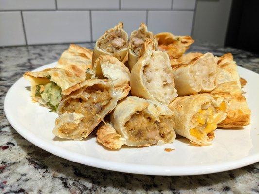 I cut open all 10 different empanadas to take pictures of the insides, individually. Part of the $28.50 Family Meal that includes sides.