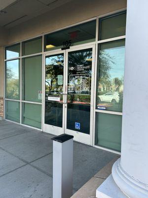 Outside of building front doors