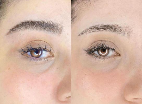 Natural eyebrow micro blading