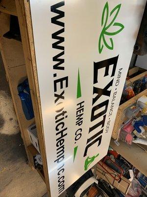 4 x 8 Poly Metal Sign for Exotic Hemp Co. Make sure you checkout both their locations in Hampstead,NC  & Wilmington,NC!