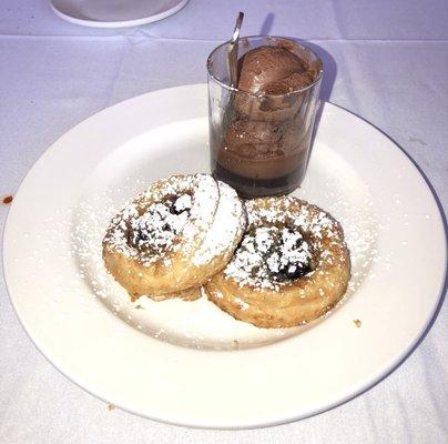 Blueberry galettes with chocolate gelato delicious!