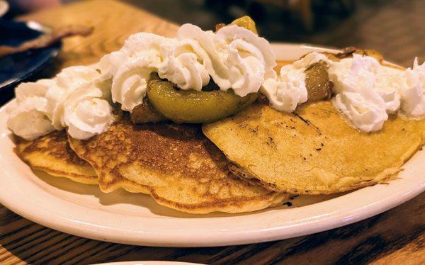 Pancakes with baked apples on top