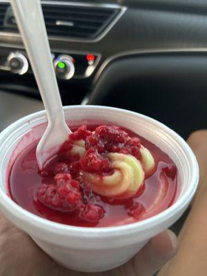 Key Lime Yogurt sundae with fresh raspberry