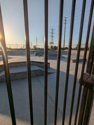 View of the skate park from outside the gate