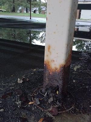 flooded carport, unsafe poll