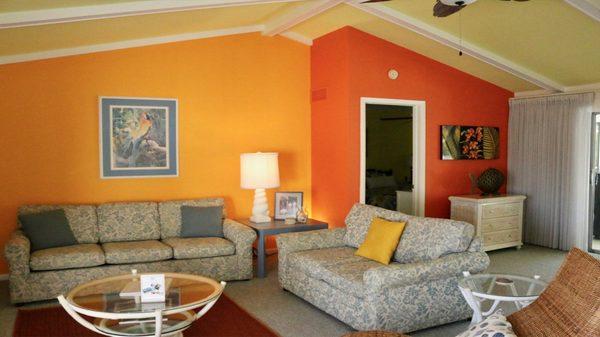 A colorful home interior. Come for fun! Bring the family or invite them for short periods during your stay. Some properties are dog friendly