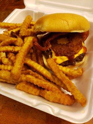 Cowboy burger and fries