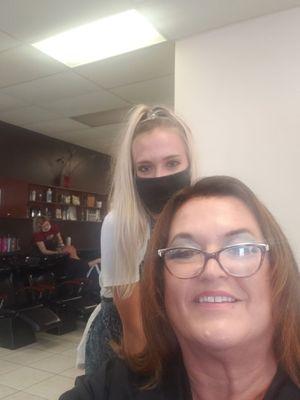 Abby the amazing colorist!!! And stylist and me!.