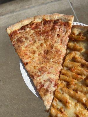 Cheese slice. Ziti slice.