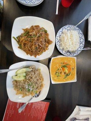 Fried Rice, Pad Kee Maw,  L Red Curry