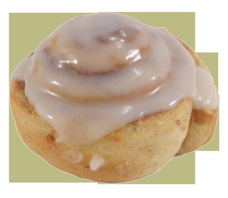 Soft and warm large cinnamon roll with our home-made royal icing.