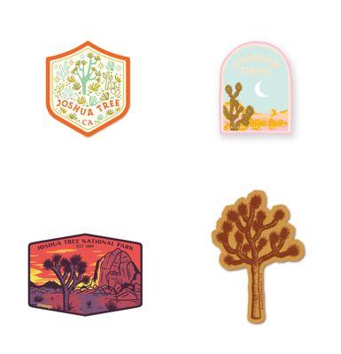 Joshua Tree Stickers - (top left to bottom right) Paper Parasol Press $3.50 - $4.50, Antiquaria $4.00, Sendero $4.00, Moore Collection $3.00