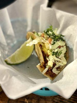 Soy Chorizo and Pineapple Taco