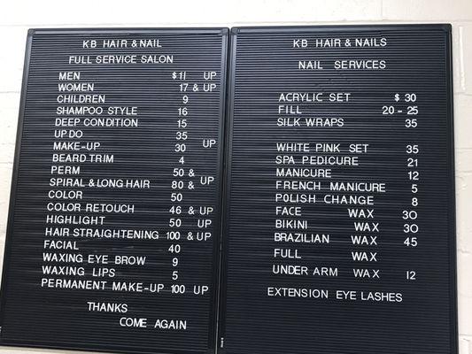 Price list