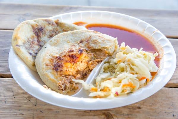 Pupusas $2.75/each (pork one opened)