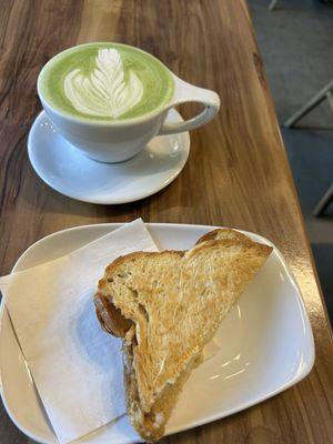 Grilled cheese and the grinch matcha