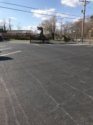 New asphalt parking lot.